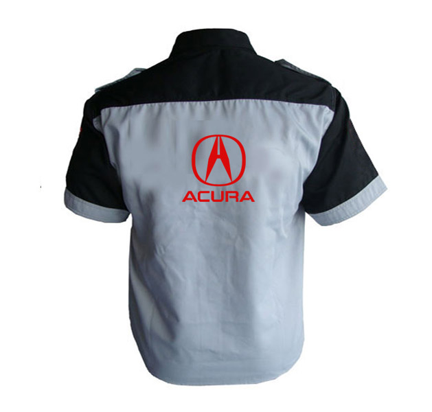 Jacketsandshirts Acura Crew Racing Shirt Light Gray and Black