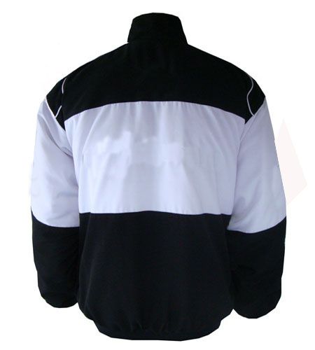 Black and White Black Plain Racing Jacket