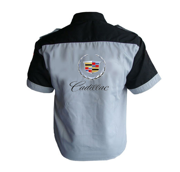 Jacketsandshirts Cadillac Crew Racing Shirt Light Gray and Black