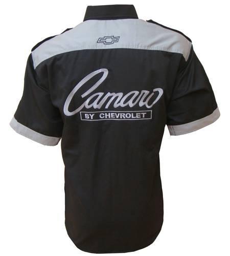 Jacketsandshirts Chevrolet Camaro 350 Crew Racing Shirt Black and Gray