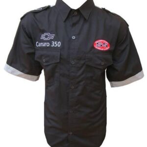 Jacketsandshirts Chevrolet Camaro 350 Crew Racing Shirt Black and Gray