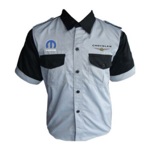 Jacketsandshirts Chrysler Mopar Crew Racing Shirt Light Gray and Black