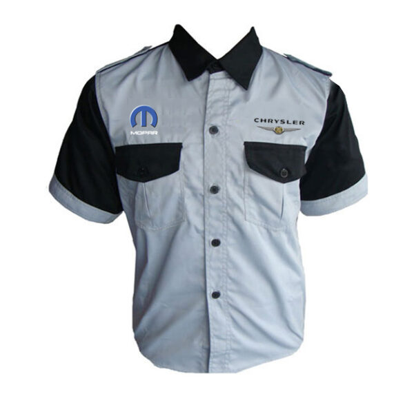 Jacketsandshirts Chrysler Mopar Crew Racing Shirt Light Gray and Black