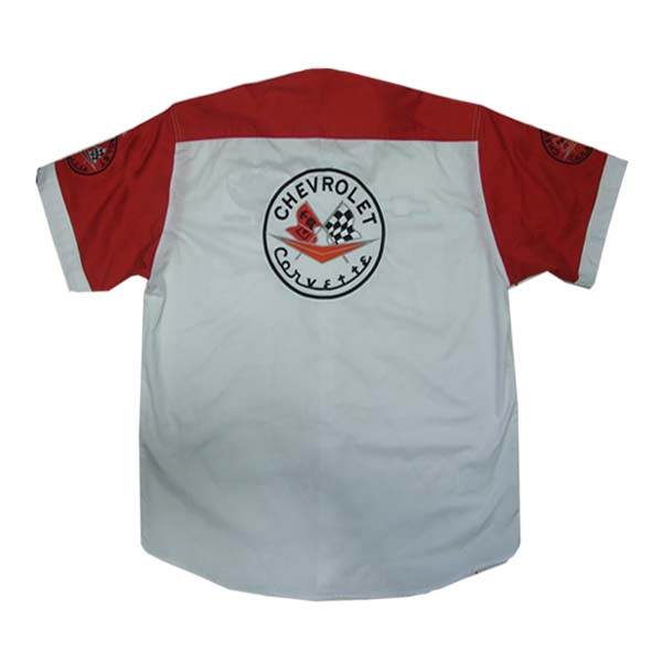 Jacketsandshirts Corvette C1 Crew Racing Shirt Light Gray and Red