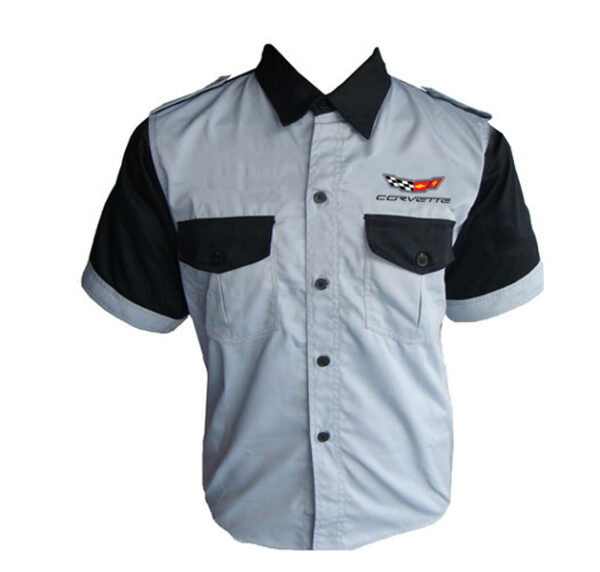 Jacketsandshirts Corvette C7 Crew Shirt Light Gray and Black