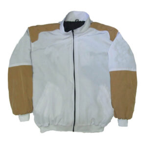 Plain White and Tan Racing Jacket