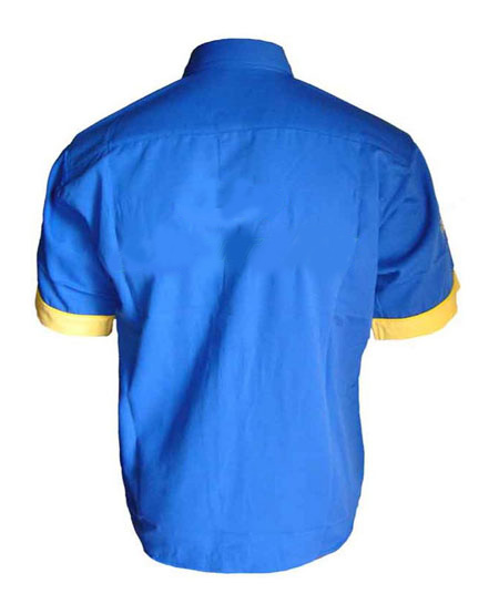 Jacketsandshirts Plain Royal Blue and Yellow Crew Racing Shirt