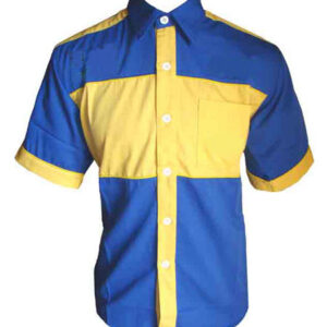 Jacketsandshirts Plain Royal Blue and Yellow Crew Racing Shirt