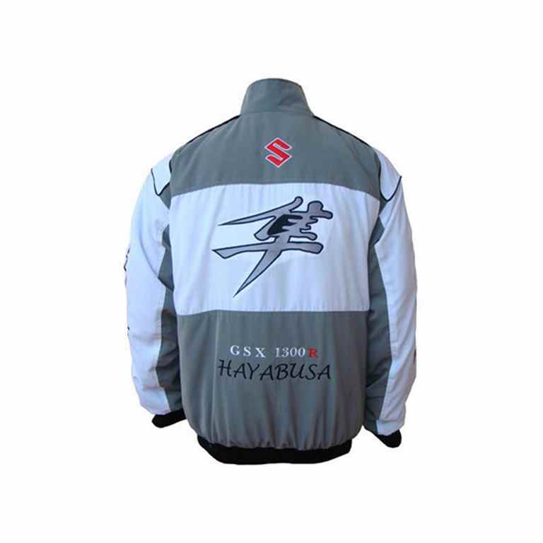 Suzuki GSX Hayabusa White and Gray Motorcycle Racing Jacket