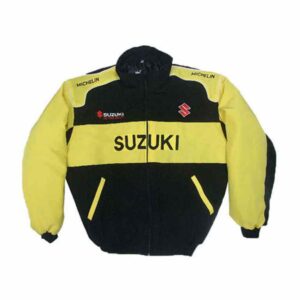 Suzuki Motorcycle Racing Jacket Black and Yellow